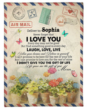 Load image into Gallery viewer, Custom Name Gift For Daughter Sophia Laugh Love Live Fleece Blanket
