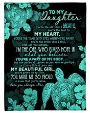 Load image into Gallery viewer, Turquoise Turtle You Make Me So Proud Mom Gift For Daughter Fleece Blanket
