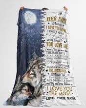 Load image into Gallery viewer, When I Say I Love You More Wolf Custom Name Gift For Wife Fleece Blanket
