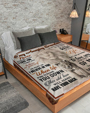 Load image into Gallery viewer, Papa Gift For Grandson Lion When Life Tries To Knock You Down Sherpa Blanket
