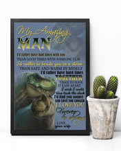 Load image into Gallery viewer, T Rex I'd Rather Be Beside You In A Storm Gift For Husband Vertical Poster
