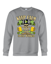 Load image into Gallery viewer, Keep Calm Social Worker Shamrock St. Patrick's Day Printed Mug Sweatshirt
