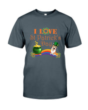 Load image into Gallery viewer, Corgi Sitting On Rainbow I Love St Patrick's Day Gift For Dog Lovers Guys Tee
