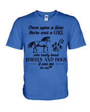 Load image into Gallery viewer, There Was A Girl Who Really Loved Horses And Dogs Guys V-Neck
