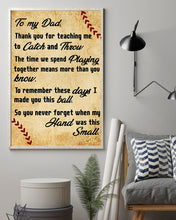 Load image into Gallery viewer, Thank For Teaching Me Catch And Throw Baseball Gift For Dad Vertical Poster
