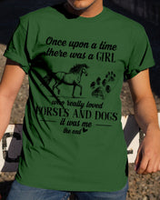 Load image into Gallery viewer, There Was A Girl Who Really Loved Horses And Dogs Guys Tee
