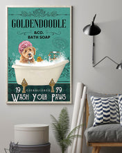 Load image into Gallery viewer, Cute Goldendoodle Co Bath Soap Wash You Paws Gift For Dog Lovers Vertical Poster

