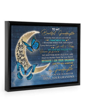 Load image into Gallery viewer, Blue Butterflies Grandma Gift For Granddaughter Think About You Framed Matte Canvas
