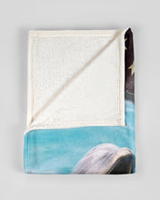 Load image into Gallery viewer, Beautiful Dolphin Behind American Flag Gift For Dolphin Lovers Fleece Blanket
