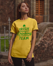 Load image into Gallery viewer, Irsih Drinking Team Green Shamrock St Patrick's Day Guys Tee
