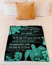 Load image into Gallery viewer, Turquoise Turtle You Make Me So Proud Mom Gift For Daughter Fleece Blanket
