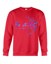 Load image into Gallery viewer, Be Still And Know That I Am God Purple Dragonfly Sweatshirt
