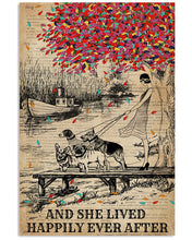 Load image into Gallery viewer, Dictionary Girl And Dogs Happily Ever At Lake Gift For Dog Lovers Vertical Poster
