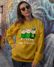 Load image into Gallery viewer, Pig Wear Plaid Shirt And Top Hat St Patrick's Day Gift Sweatshirt

