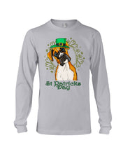 Load image into Gallery viewer, Boxer With Top Hat Pattern St Patrick's Day Gift For Dog Lovers Unisex Long Sleeve
