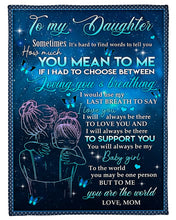 Load image into Gallery viewer, Loving You And Breathing Blue Butterflies Mom Gift For Daughter Fleece Blanket
