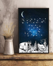 Load image into Gallery viewer, 5 Billion Star Hotel Camping Waning Moon Vertical Poster
