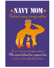 Load image into Gallery viewer, Son Gift For Navy Mom Behind Every Strong Soldier Vertical Poster
