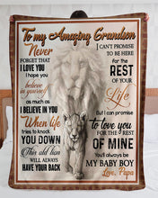 Load image into Gallery viewer, Papa Gift For Grandson Lion When Life Tries To Knock You Down Sherpa Blanket
