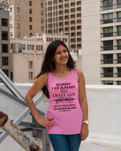 Load image into Gallery viewer, I'm Already Taken By A Freaking Crazy Guy Ladies Flowy Tank
