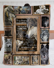 Load image into Gallery viewer, Grandpa Gift For Grandson Wolf The Rest Of Mine Sherpa Blanket
