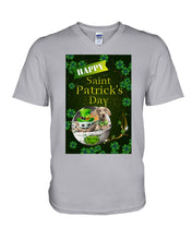 Load image into Gallery viewer, Weimaraner And Baby Yoda Shamrock St. Patrick's Day Color Changing Mug Guys V-Neck
