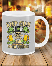 Load image into Gallery viewer, Keep Calm Social Worker Shamrock St. Patrick's Day Printed Mug Mug
