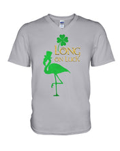Load image into Gallery viewer, Flamingo Long On Luck Green St. Patrick's Day Printed Mug Guys V-Neck
