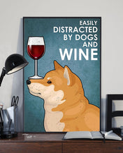 Load image into Gallery viewer, Cute Shiba Inu Dog And Red Wine Gift For Dog Lovers Vertical Poster
