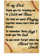 Load image into Gallery viewer, Thank For Teaching Me Catch And Throw Baseball Gift For Dad Vertical Poster
