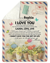Load image into Gallery viewer, Custom Name Gift For Daughter Sophia Laugh Love Live Sherpa Blanket

