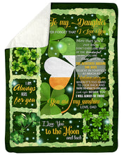 Load image into Gallery viewer, Always Here For You St. Patrick's Day Shamrock Dad Gift For Daughter Sherpa Blanket
