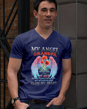 Load image into Gallery viewer, My Angel Grandpa Who Watched Over My Back Guys V-Neck
