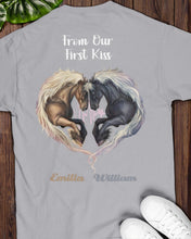 Load image into Gallery viewer, Horses From Our First Kiss Custom Name Gift For Girlfriend Guys Tee
