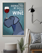 Load image into Gallery viewer, Cartoon Art Great Dane Dog And Red Wine Gift For Dog Lovers Vertical Poster
