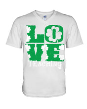 Load image into Gallery viewer, Teaching Love Clover St Patrick's Day Gift Guys V-Neck
