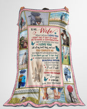 Load image into Gallery viewer, Blue Butterflies Loving Moments Love You Longer Gift For Wife Fleece Blanket

