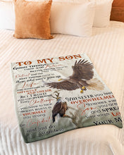 Load image into Gallery viewer, Mom Gift For Son Flying Eagle Good Things Come To Those Who Believe Fleece Blanket
