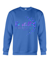 Load image into Gallery viewer, Be Still And Know That I Am God Purple Dragonfly Sweatshirt
