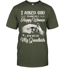 Load image into Gallery viewer, God Sent Me My Grandkids Gift For Grandma Guys Tee
