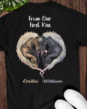 Load image into Gallery viewer, Horses From Our First Kiss Custom Name Gift For Girlfriend Guys Tee
