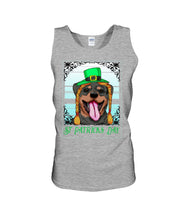 Load image into Gallery viewer, Funny Rottweiler With Green Top Hat St Patrick's Day Gift For Dog Lovers Unisex Tank Top
