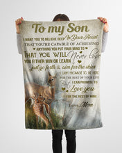 Load image into Gallery viewer, You're Capable Of Achieving Anything Deer Mom Gift For Son Fleece Blanket

