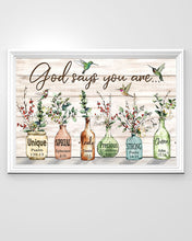 Load image into Gallery viewer, Hummingbirds God Says You Are Unique Horizontal Poster
