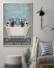 Load image into Gallery viewer, Great Dane Co Bath Soap Wash You Paws Gift For Dog Lovers Vertical Poster
