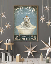 Load image into Gallery viewer, Vintage Bath Soap Sheep Wash Your Hooves Vertical Poster
