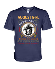 Load image into Gallery viewer, Birthday Gift For August Girl The Soul Of A Witch Guys V-Neck
