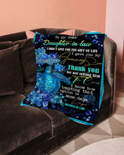 Load image into Gallery viewer, Thank You Blue Turtle And Flower Mom Gift For Daughter In Law Fleece Blanket
