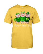 Load image into Gallery viewer, Pig Wear Plaid Shirt And Top Hat St Patrick's Day Gift Guys Tee
