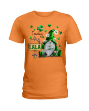Load image into Gallery viewer, Leprechaun Gnome One Lucky Lala Clover St Patrick's Day Gift Ladies Tee

